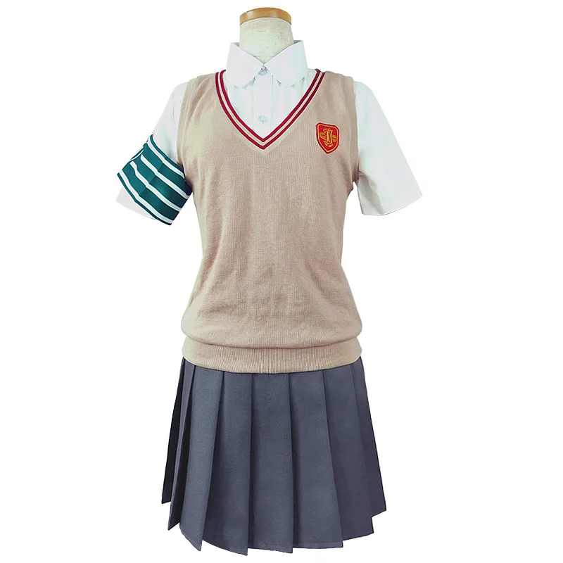 

Hight Quality Anime Toaru Kagaku no Railgun Misaka Mikoto JK School Uniform Woman Cosplay Costume Shirt + Skirt + Vest