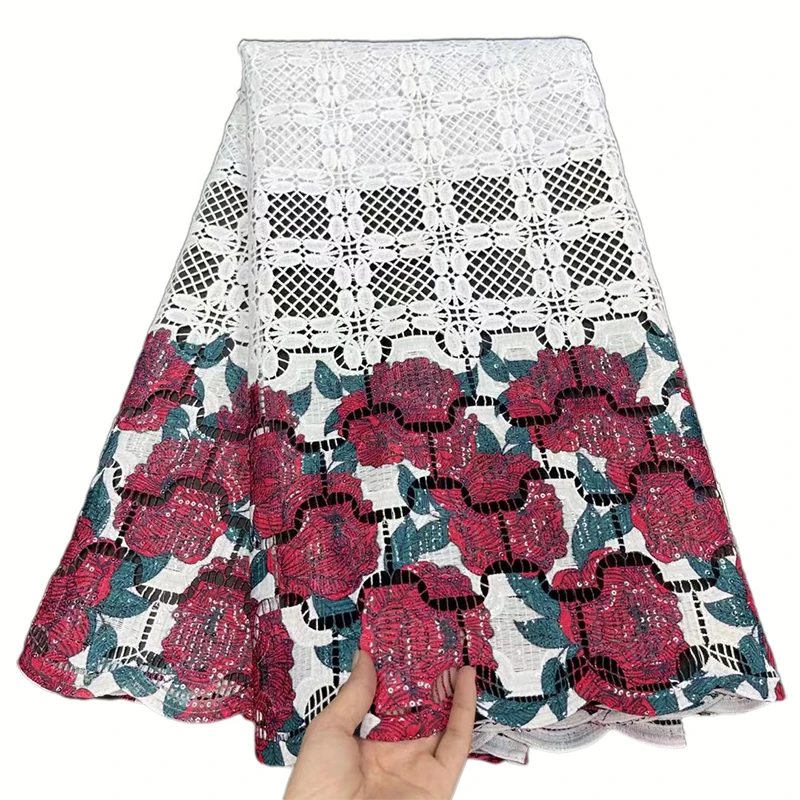 

Latest Guipure Lace 3D Flower Embroidery French African Cord Lace Fabric High Quality Nigeria Lace Fabric for Wedding