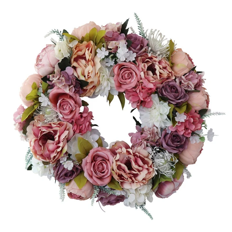 

Artificial Peony Flower Wreath Door Wreath Spring Wreath for Front Door, Wedding, Wall, Window, Home Decor