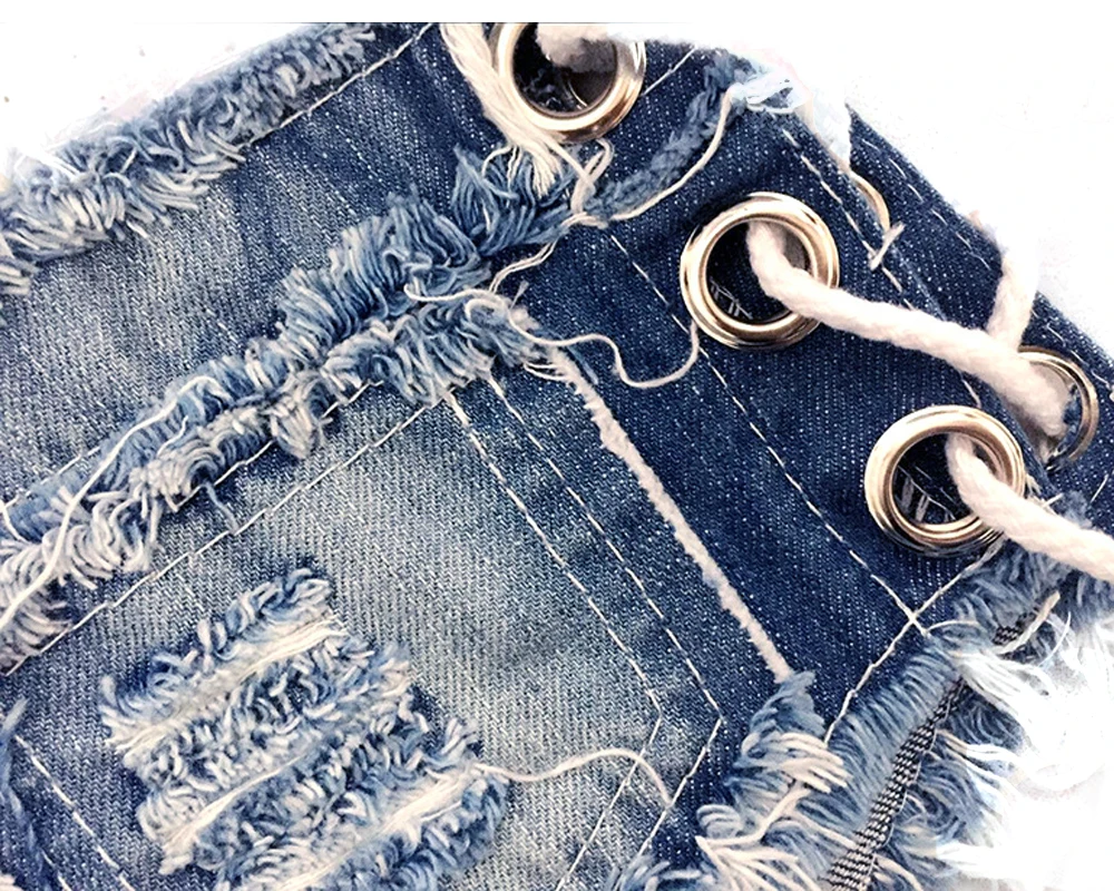 Women Shorts Jeans Summer Mini Shorts Sexy USA Flag Print Hole Destroyed Booty Denim Short Feminino mujer Plus Size Shorts