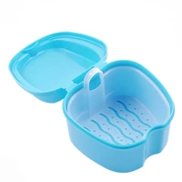denture box oral tooth care denture bath case with hanging net hanging drain layer container portable false teeth storage box