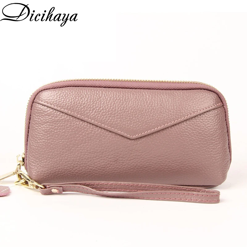 

DICIHAYA Women's Genuine Leather Long Wallet Fashion For Phone Bag Car Stitching Large-capacity Clutch Bag Shell Bag Zipper Coin