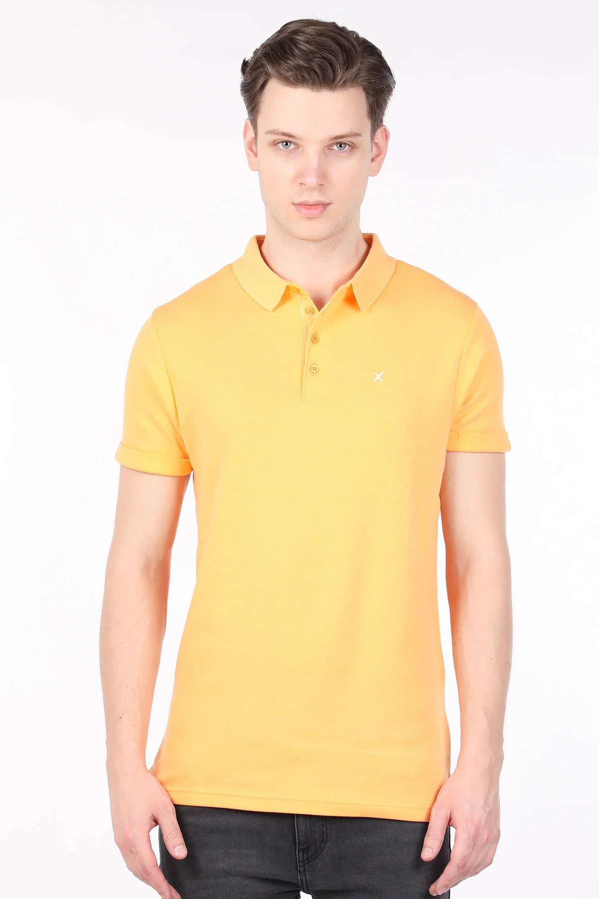 

Male Yellow Polo Collar T-shirt