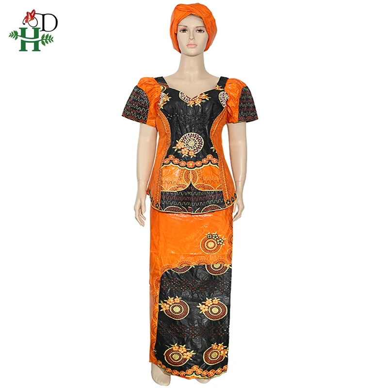 Женский костюм с юбкой H & D Dashiki Bazin комплект в африканском стиле футболка коротким