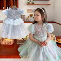 fancy cosplay princess costume sequines anna elsa chidlren dress up halloween party kids dresses for girls clothing size 3 10y