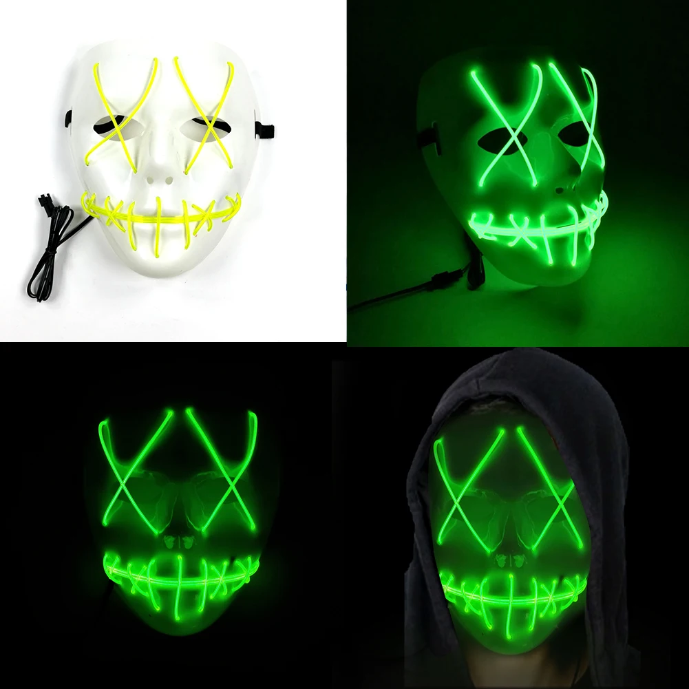 Светящийся светильник светодиодный маска Хэллоуин вечерние маскарадные маски