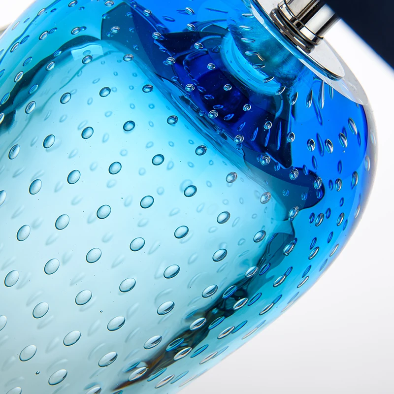 Postmodern Art Deco Blue Iron Glass Fabric LED Lamp.LED Light.Table Lamp.Desk Desk Lamp For Bedroom | Освещение