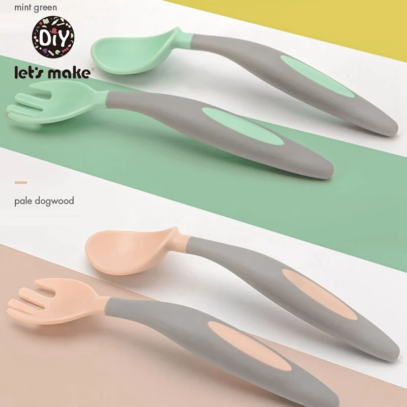 Сгибаемый детский набор ложка и вилка 2 шт. с коробкой для хранения гибкая посуда