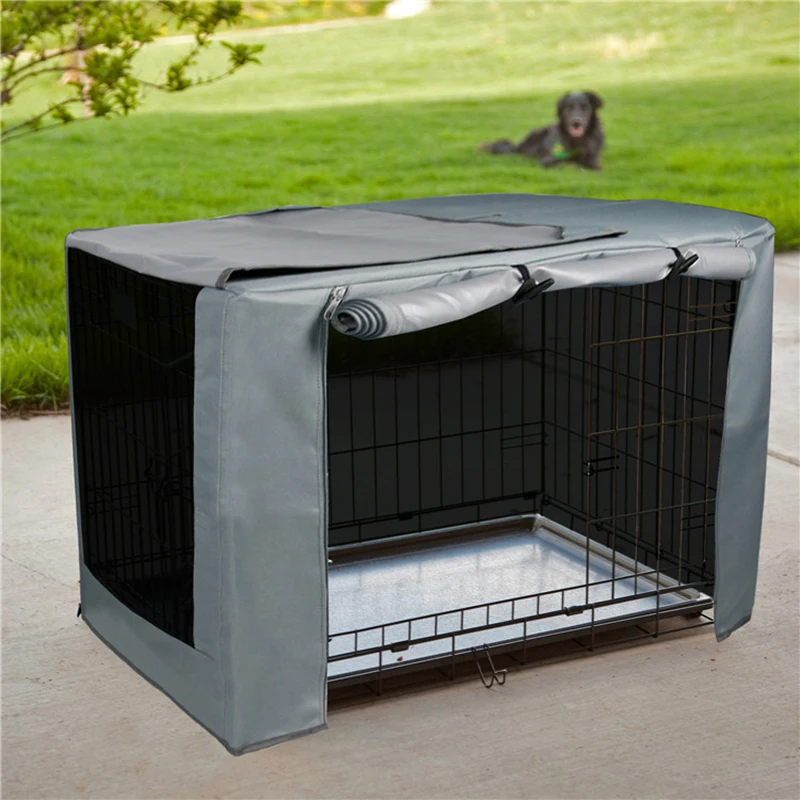 

Dog Crate Cover Durable Windproof Kennel Cover For Pet Heavy Duty Oxford Fabric 78*50*53cm Gray