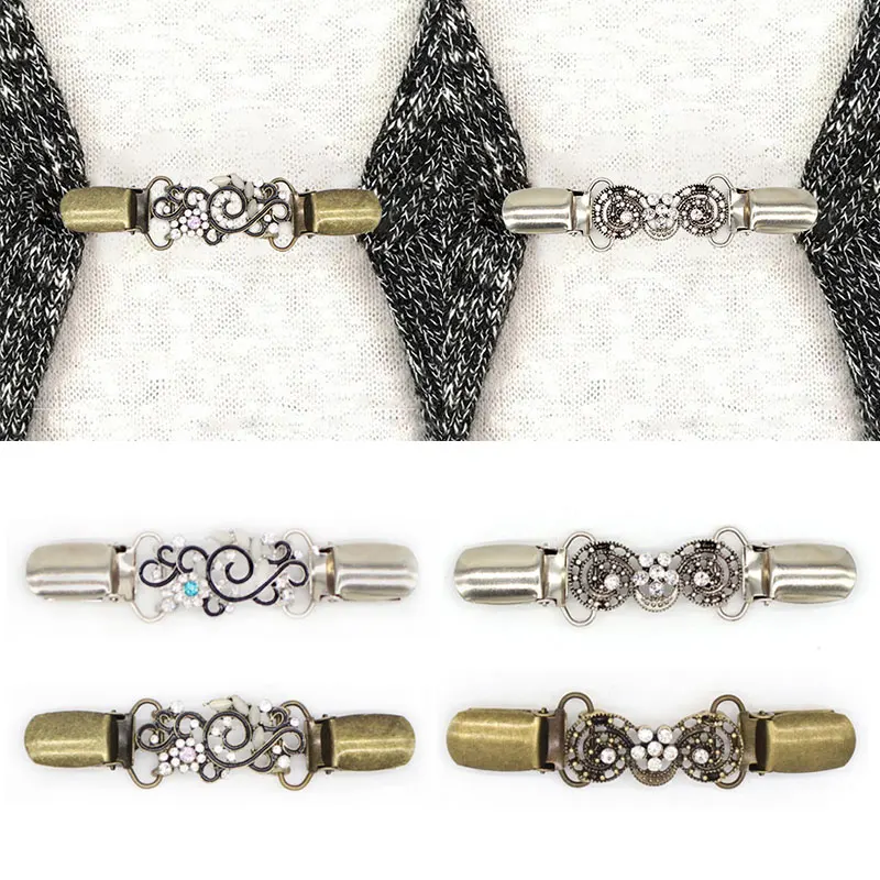 Женский кардиган с пряжкой на воротнике застежке застежкой древнее серебро