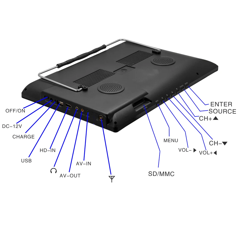 LEADSTAR 13-дюймовый портативный мини-Телевизор с фотооборудованием H265/Hevc 10-битный