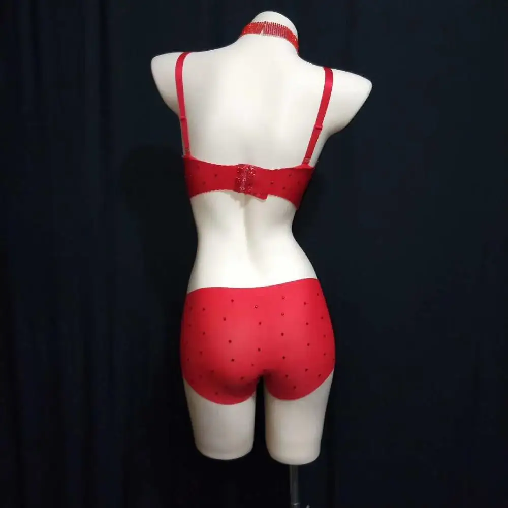 Sexy Rhinestone Bikini Sets Party Celebration Performance Outfits Set Women Nightclub Dancer Sexy Costumes DJ DS Stage Clothes