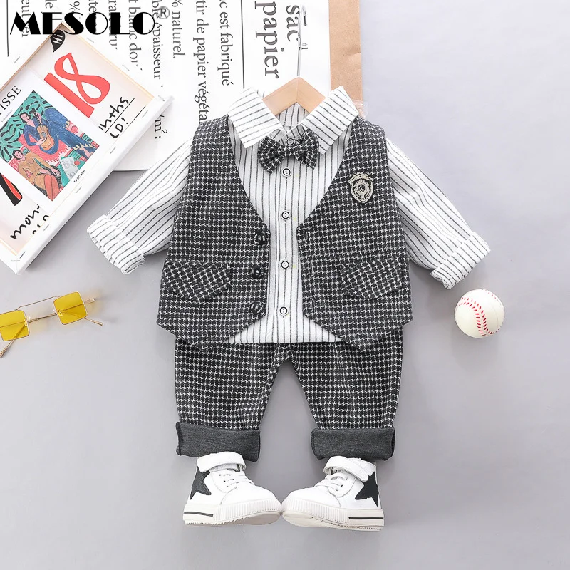 Мужской Клетчатый костюм-тройка MESOLO модный клетчатый костюм для мальчиков от 0 до