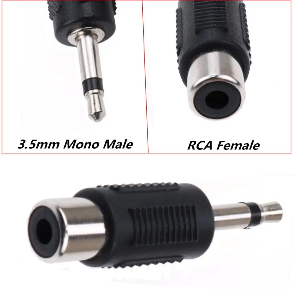 

1/8" 3.5mm Mono Male to Phono RCA Female Jack Connector Adapter Converter 5PCS