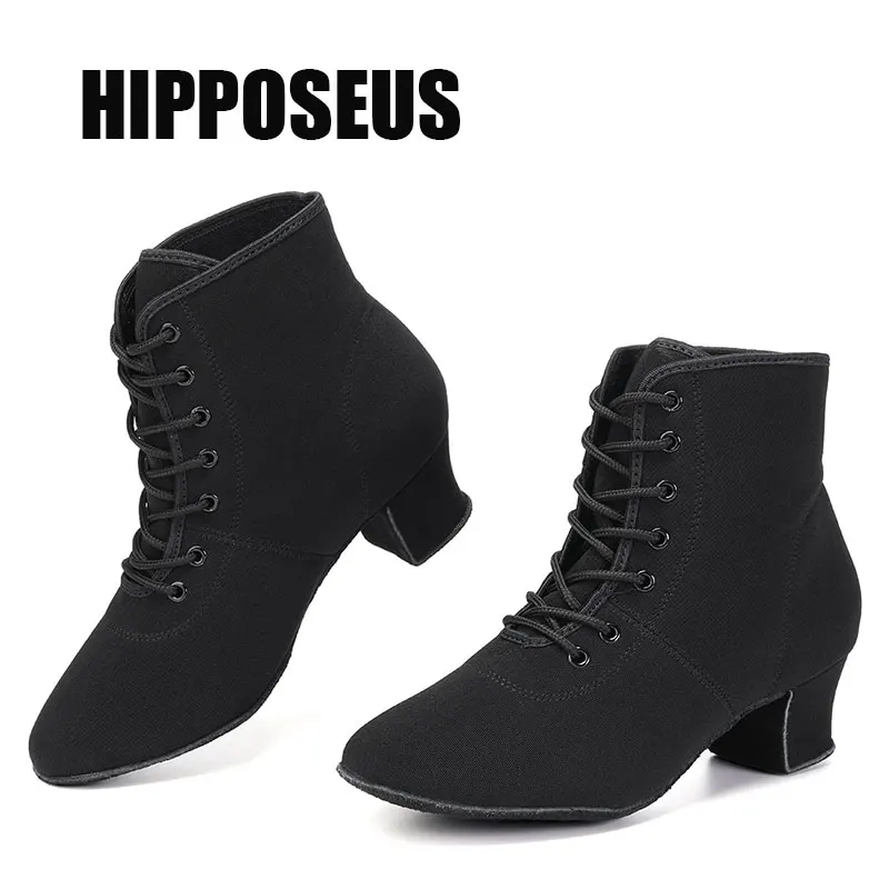 HIPPOSEUS Dance Shoes Modern Women Girls Tango Salsa Latin Ladies Ballroom Flat Heel Indoor and Outdoor high-topSoft Dance Shoes