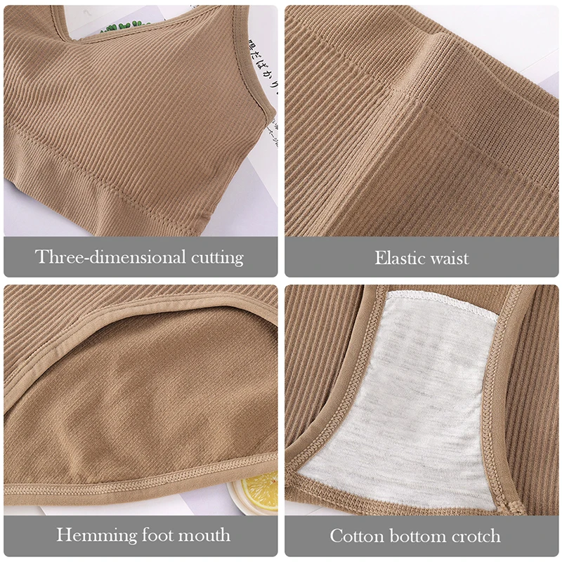 

Seamless Women Bra Set Sexy Top Panties Set Push Up Bralette Fitness Underwear Sports Brassiere Sets Soft Crop Top Lingerie