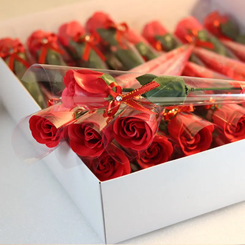 

10pcs/lot Bath Body Artificial Flower Soap Rose Wedding Party Decoration Valentines Flower Gifts Decorative Flowers
