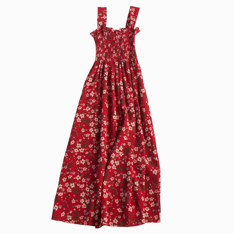 

Женское платье с высокой талией, платье с цветочным принтом и оборками в Корейском стиле, лето 2021