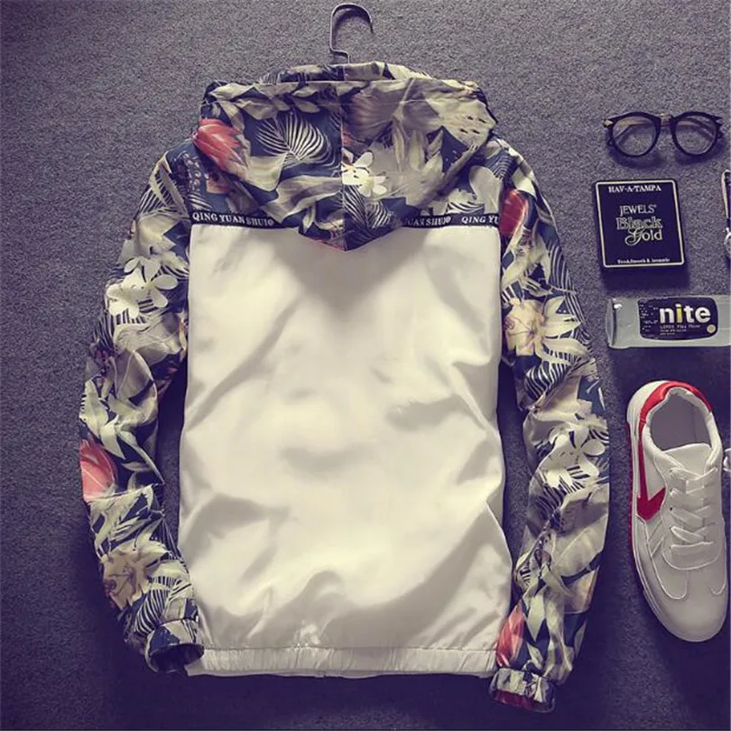 Мужская ветровка с длинным рукавом цветочным принтом Размер 4XL для осени