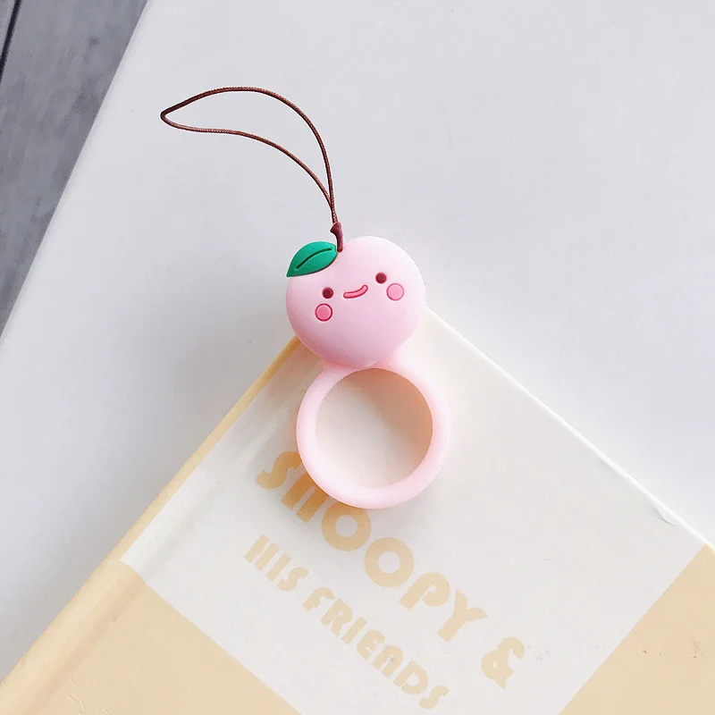 Peach ( Ring ) Милый фруктовый палец кольца ремешок для мобильного телефона силиконовый чехол для телефона брелок аксессуары в категории «шнурки» для Airpods подвесной орнамент - Цвет: Peach ( Ring )