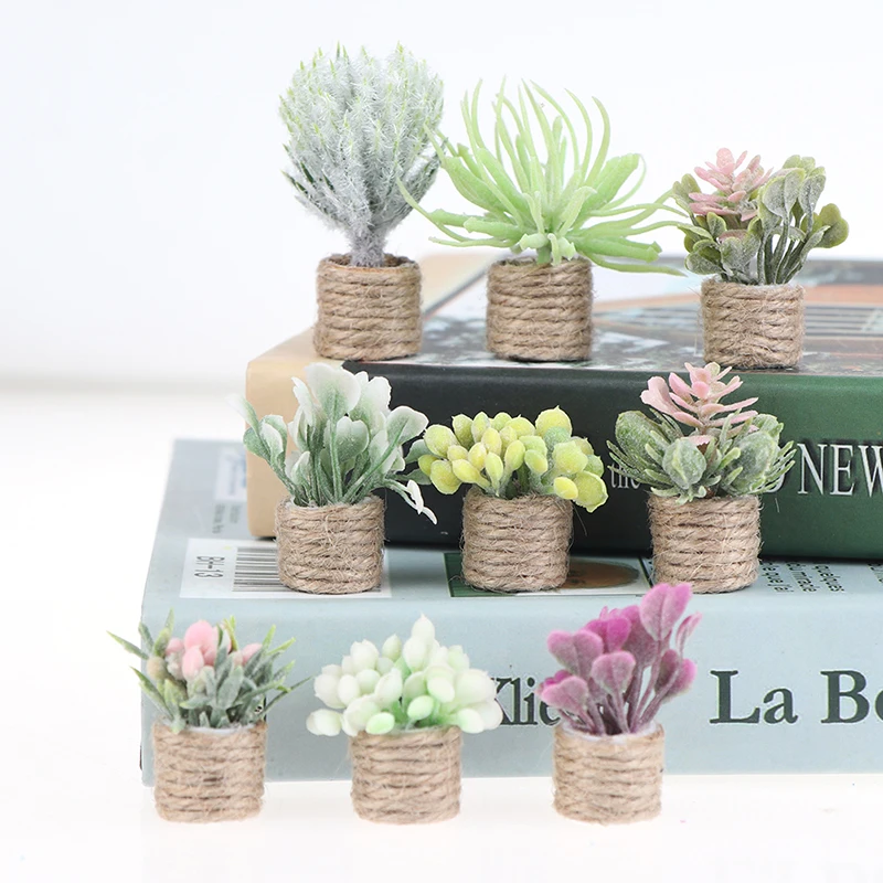 

Mini Flower Potted 1:12 Dollhouse Miniature Potted Green Plant Doll Home Decor