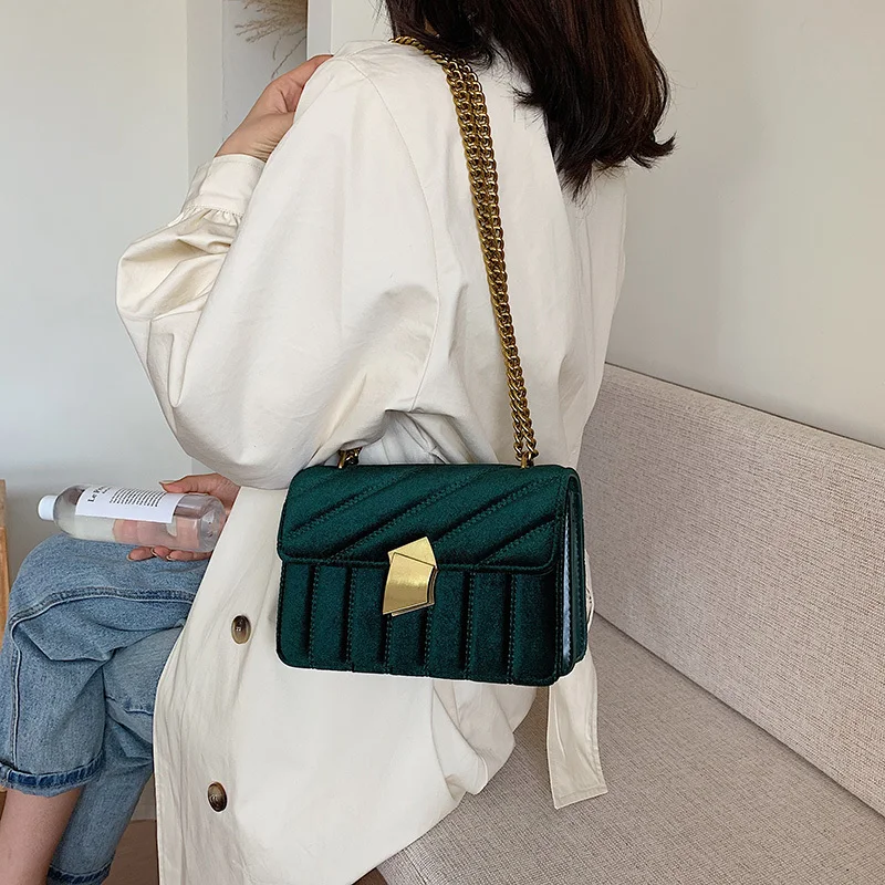 Luxury women clutch bag high quality velvet chain female designer shoulder Messenger bag evening package party small square bags