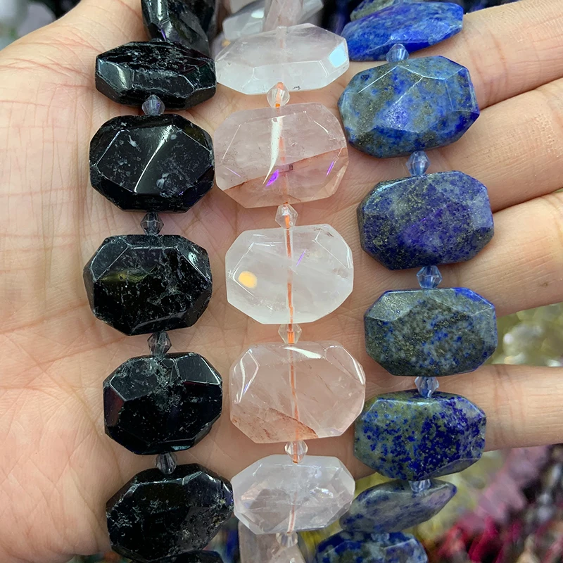 

Natural Tourmaline lapis Lazuli Blood Quartz Beads 15'' Square DIY Loose Beads For Jewelry Making Beads Necklace Earring Gift