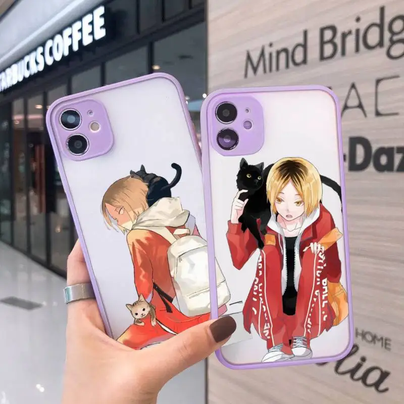 

Haikyuu Hinata attacks Anime Phone Cases Matte transparent For Purple iPhone 12 Mini 11 Pro XR XS Max 7 8 Plus X Back Cover