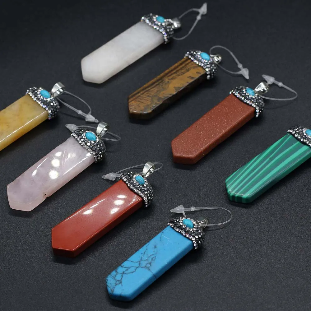 

Natural Stone Sword Shape Semi-precious Stones Charm Pendant for Jewelry Making DIY Necklace Bracelet Accessories Size 18x55mm