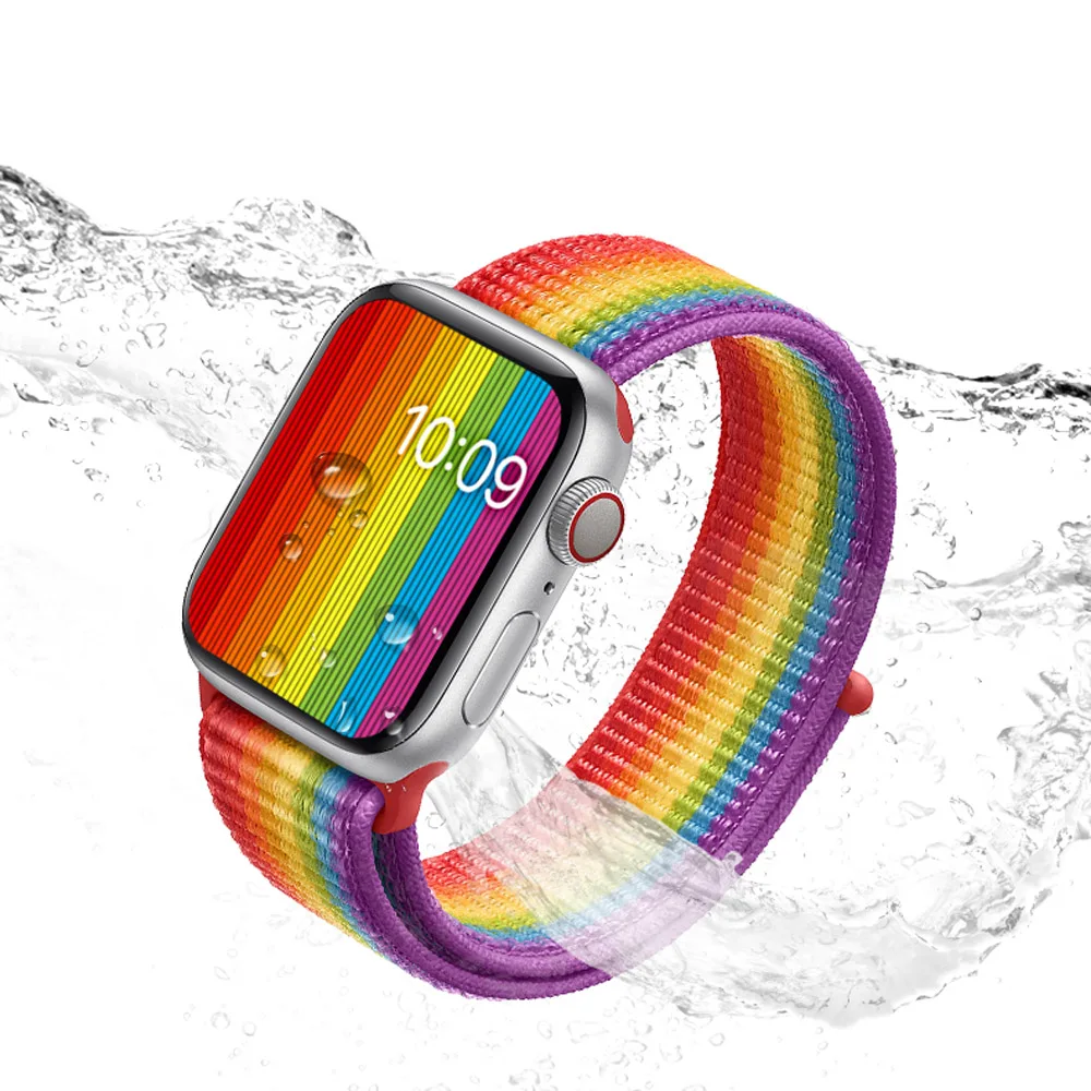 Ремешок для apple watch, ремешок 44 мм, 40 мм, тканый нейлоновый ремешок iwatch серии 5, 4, 3, ремешок 42 мм, 38 мм, ремень, аксессуары для apple watch