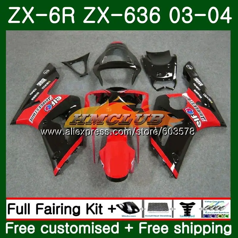 

Body For KAWASAKI NINJA ZX600 ZX-636 ZX-6R 2003 2004 34CL.84 ZX 636 6 R 600CC ZX6R 03 04 ZX636 ZX 6R 03 04 Stock red blk Fairing