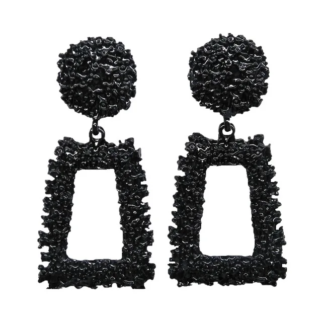 Стильные геометрические металлические креативные большие висячие серьги из