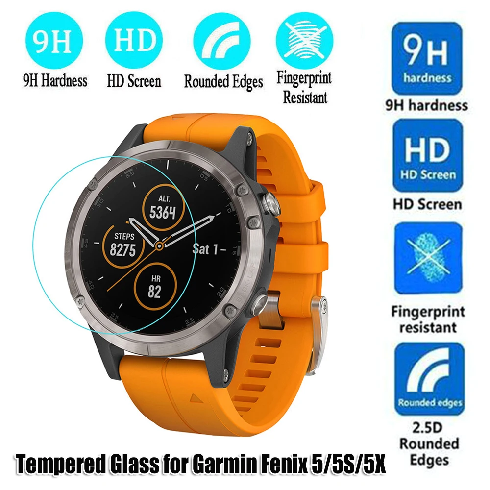 1/2 Pcs 9H Real Full Coverage Film Tempered Glass Watch Screen Protector for Garmin Fenix 5 Smart Phone Accessories | Электроника