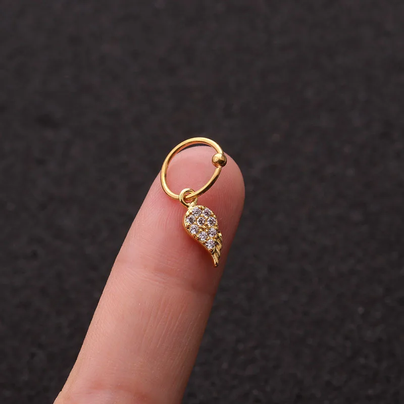 1 шт. простой Micro Pave CZ Крыло ангела Браслеты с подвесками из нержавеющей стали