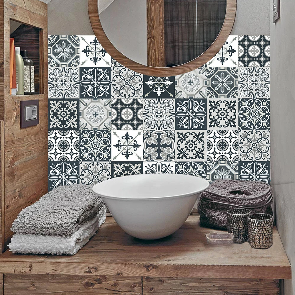 

10cm/15cm/20cm/30cm Tile Stickers Moroccan Style Wall Tile for Kirtchen Transfers Stickers Self-Adhesive Waterproof Art Decor