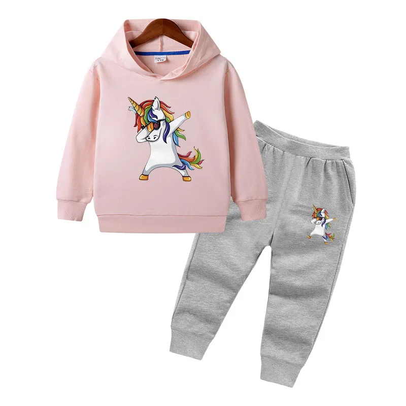 Fashion Unicorn Print Sweater Toddler Boys Girls Sweatshirt Casual Hoodies Sets Baby Autumn Long Sleeve Children Clothes 1-10Y