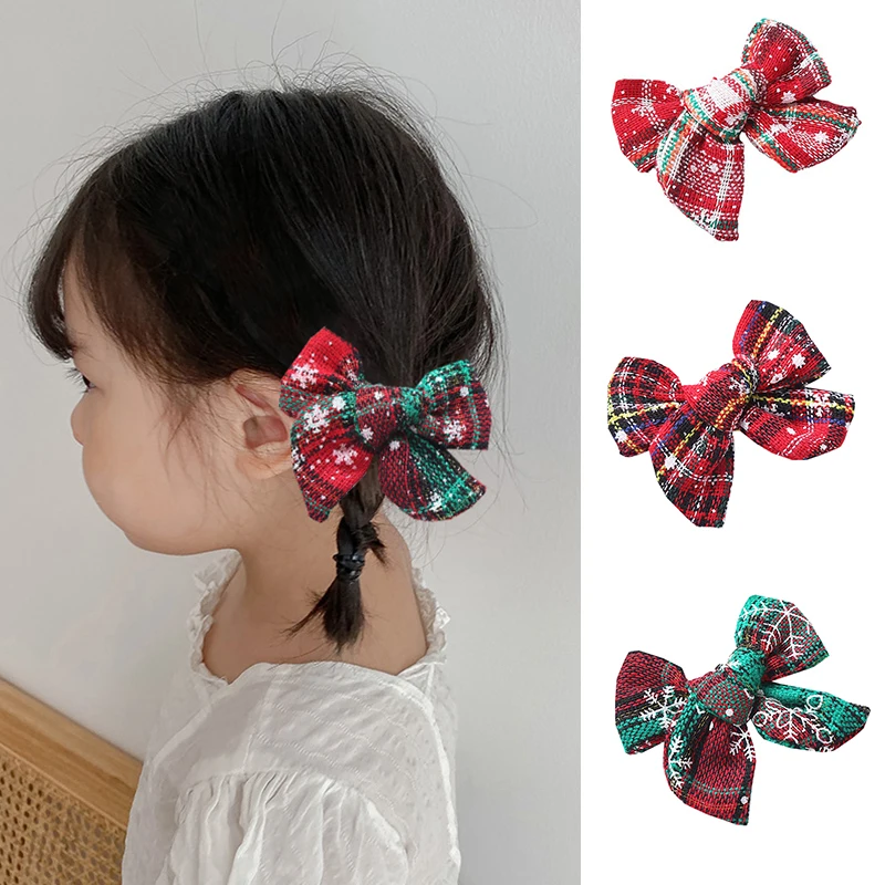 

Sweet INS Popular Printed Hair Clips Delicate Christmas Style Hair Clips Stylish Children's Hair Accessories Cute Bow Hair Clips