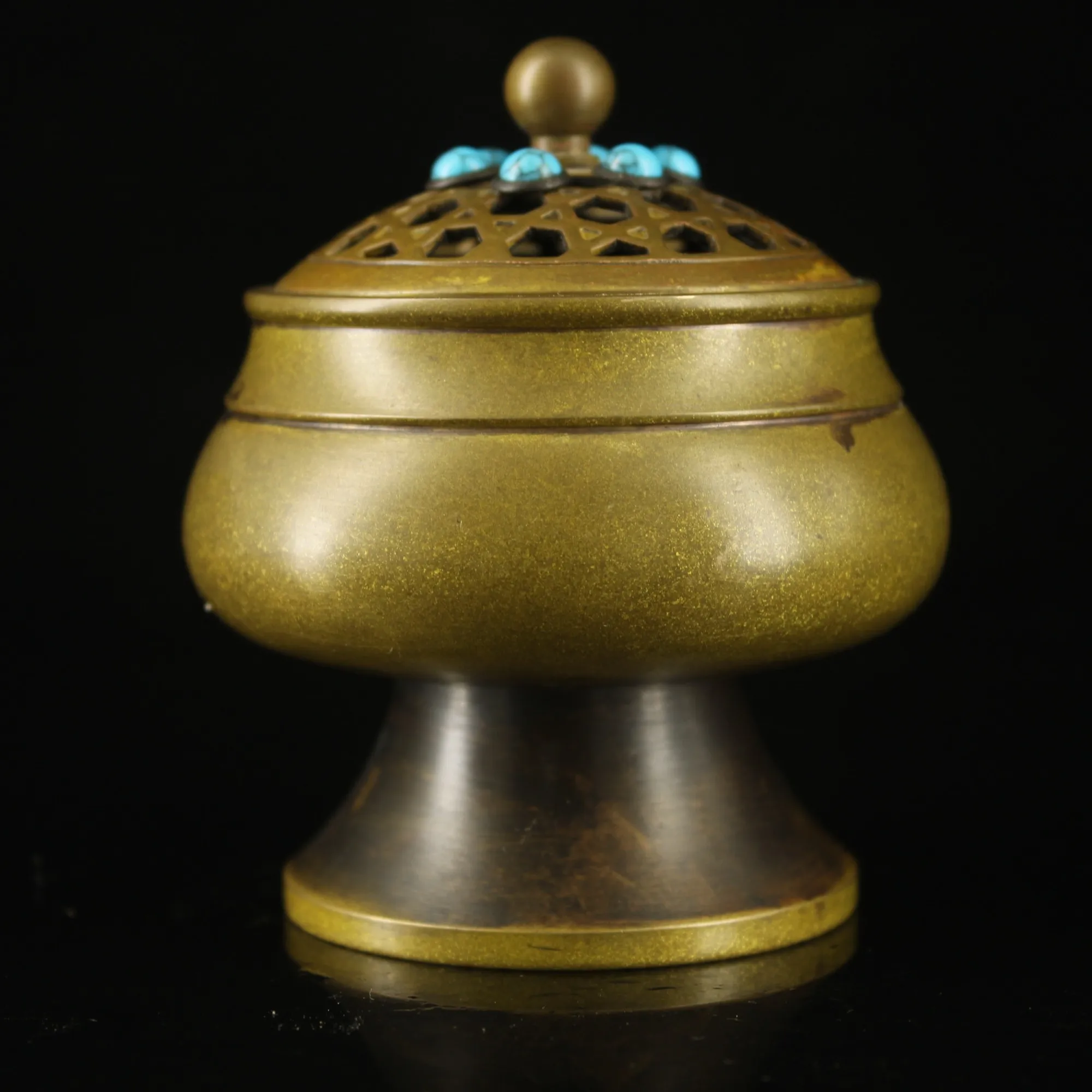 

Свадебное украшение сокровища старой двора династии Цин, старая медь, инкрустированная вручную курильница