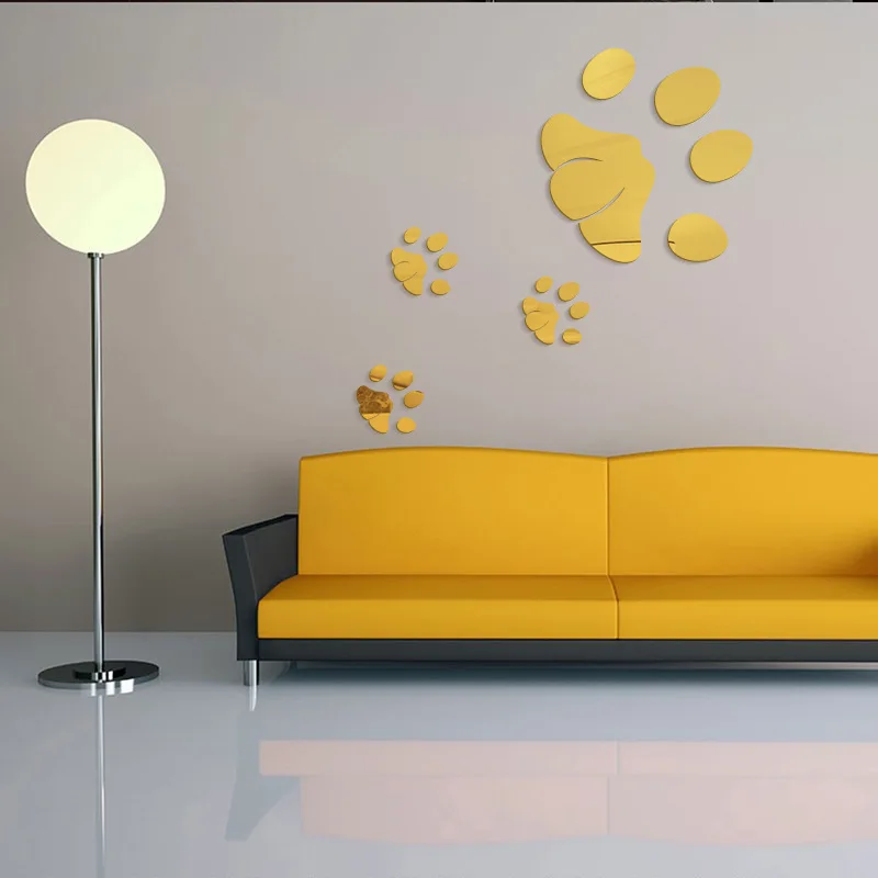 

Room Decor Home Decor Wall Stickers Mirror DIY For Bedroom Aesthetic Cat Paw Animal 3D Acrylic Self-adhesive Decorative Mirrors