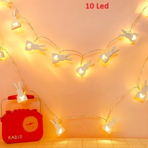 Type A 10LED 10 20LED милый деревянный кролик сказочная гирлянда светильник Свадебный декор - Цвет: Type A 10LED