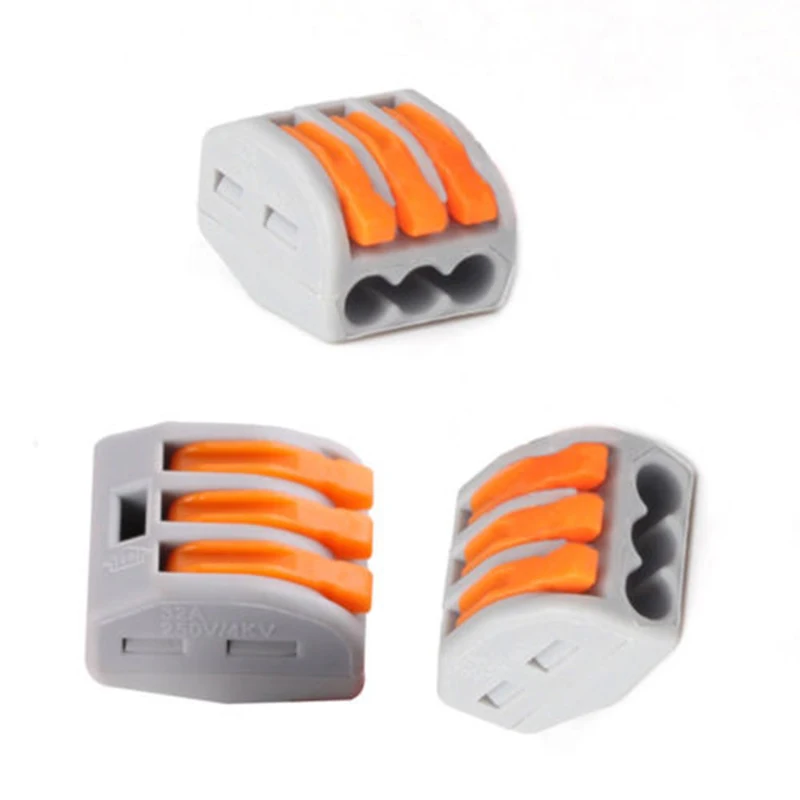 

3-Way Reusable Spring Lever Terminal Block Electric Cable Wire Connector New
