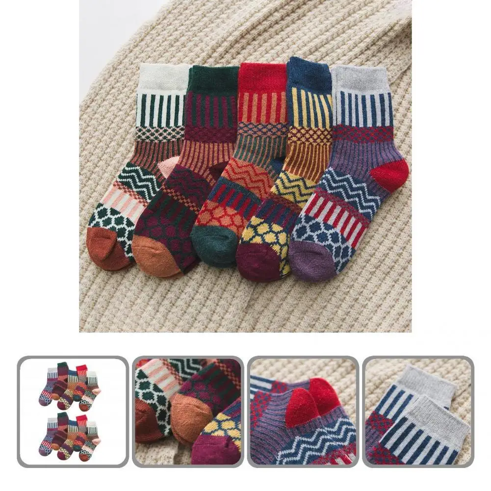 

Носки женские прямые с волнистым принтом, толстые Дышащие Короткие, повседневная одежда, 5 пар