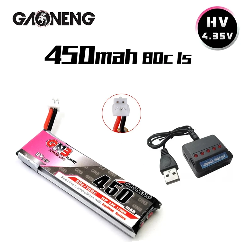 GNB 1S 3 8 V 80C/160C HV 4 35 450MAH LiPo батарея с PH2.0 зарядное устройство для RC FPV Drone M80S Tiny7 Beta75S Emax