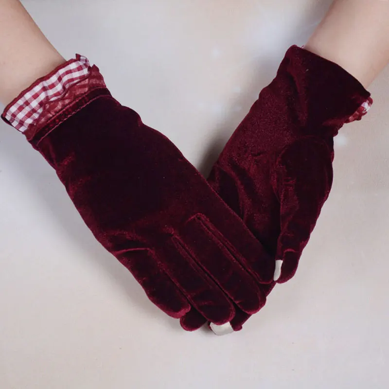 

1 pair New Woman Fashion Warm Gold Velvet Gloves Windproof Winter Soft Elastic Outdoor Driving Mittens Touch Screen Gloves