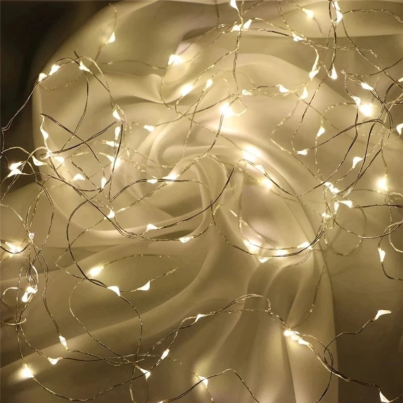 1M 10 2M 20 3M 30 5M 50 10M 100Leds Fairy Lights AA Battery PoweredSilver Led Copper Wire String Light Decorative - купить по