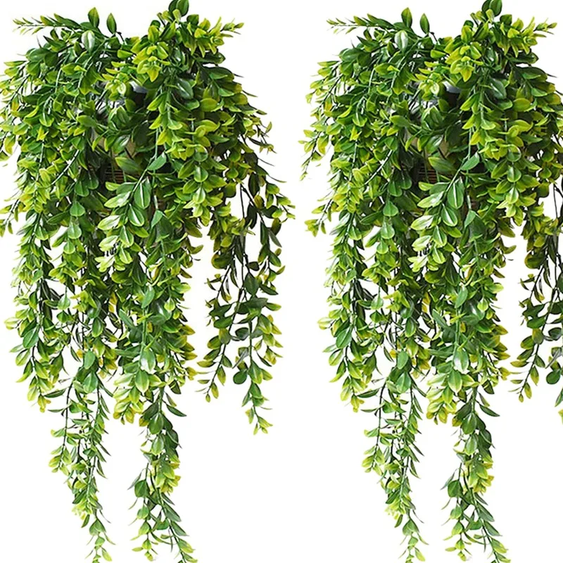 

Искусственные Подвесные Растения, 4 шт., зеленые листья, плющ, искусственная пластиковая подвесная гирлянда, плющ, лоза для украшения сада