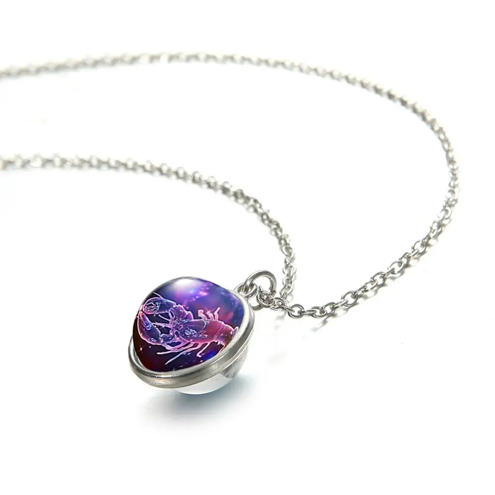 Ожерелье из двухстороннего стекла с 12 знаками Зодиака для мужчин и женщин |