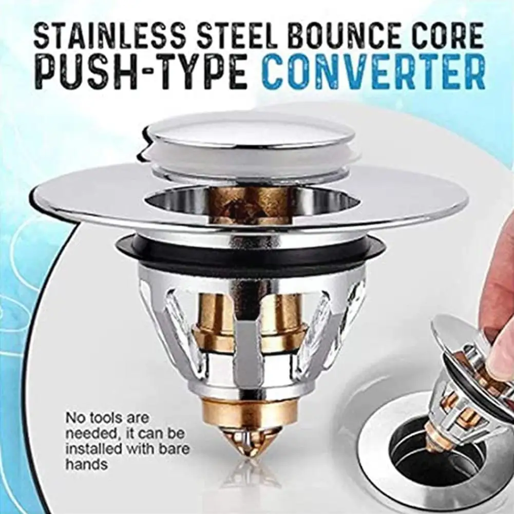 

Universal Basin up Filter Steel Bounce Core Push-Built-in Strainer up Basin Filter Accessories Kitchen Drain J5O2