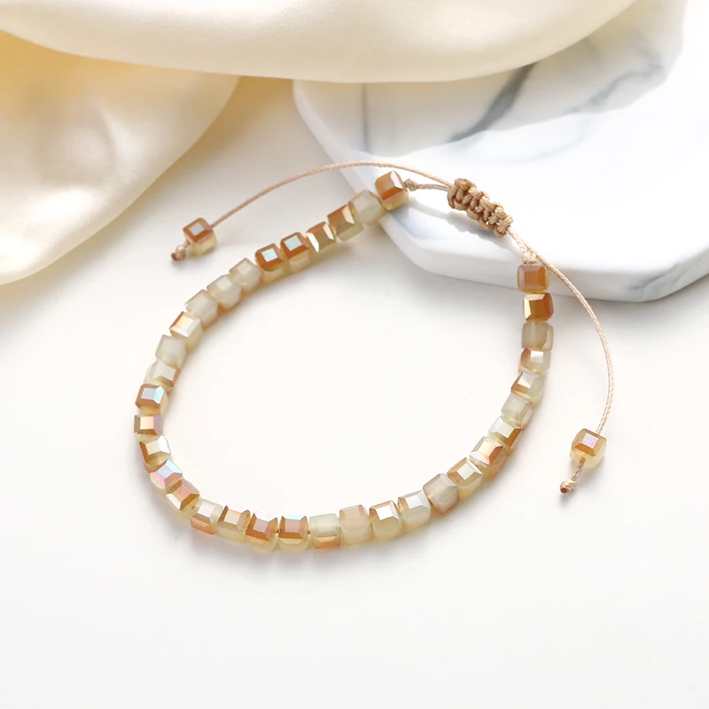 1 шт. новый квадратный браслет из бисера с разноцветными бусинами для женщин в