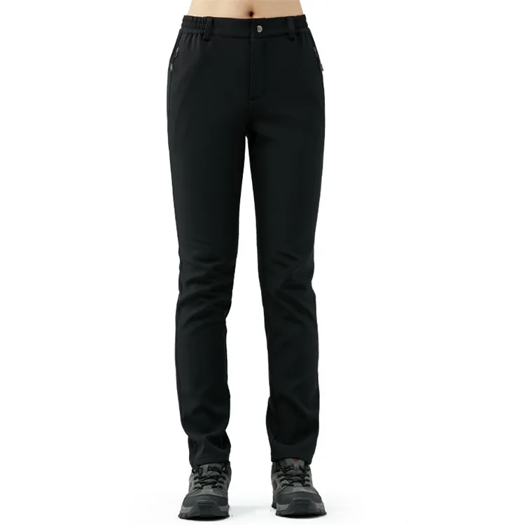 Women Black TECTOP зимние мужские Wo мужские s толстые походные флисовые брюки для спорта на открытом воздухе кемпинга термальные ветрозащитные внутри флисовые сплошные брюки VA668 - Цвет: Women Black
